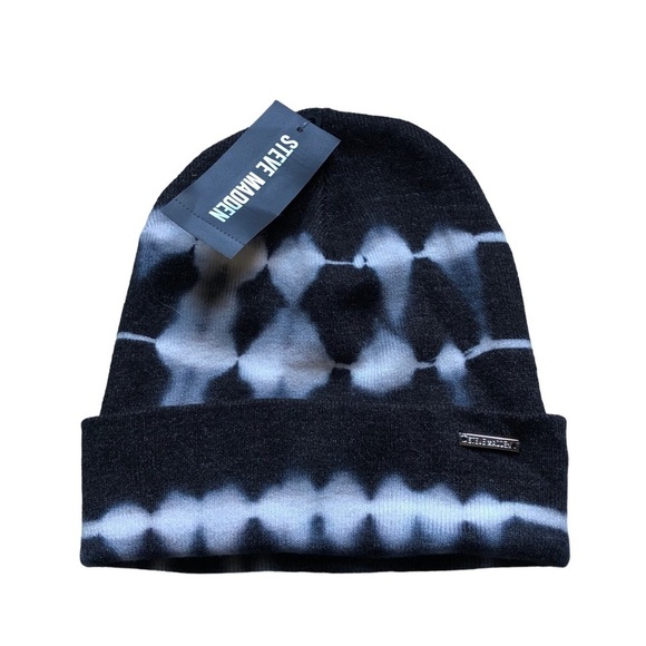 Steve Madden Black Cream And Gray Tie Dye Knit Beanie NWT - Picture 4 of 7